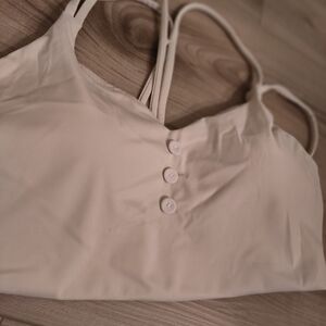 Cream Buttoned Crop Yoga Top